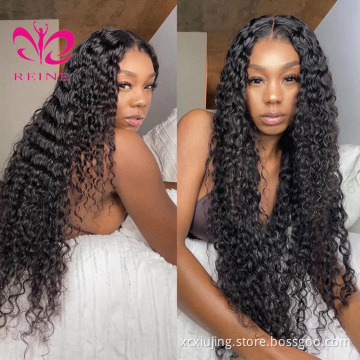 Wholesale 13X4 Transparent Lace Frontal Wig 34" Unprocessed 100% Virgin Brazilian Human Hair Loose Deep  Wave Lace Front Wigs